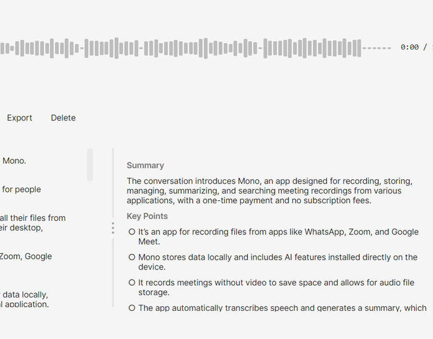 mono AI-generated summary with key points